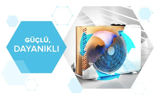 Güçlü ve dayanıklı klima, yüksek performans ve uzun ömür sağlar