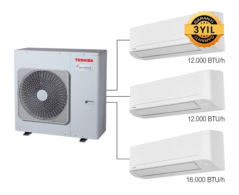 Toshiba 3M Multi Split Klima 12.000+12.000+16.000 BTU/h — Toshiba | RCS Mühendislik