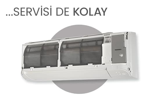 Klima, kolay monte edilen ve temizliği pratik, büyük hava filtresi içeren cihaz